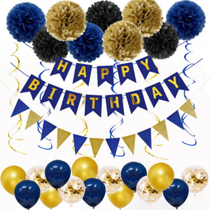 Conjunto de globos de decoración de fiesta de cumpleaños azul marino